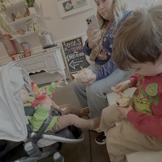 Family Ice Cream Time in Cozy Kitchen