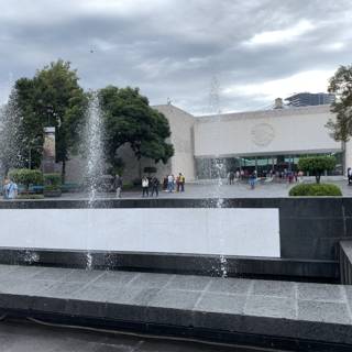 Majestic fountain in front of Mexican national museum