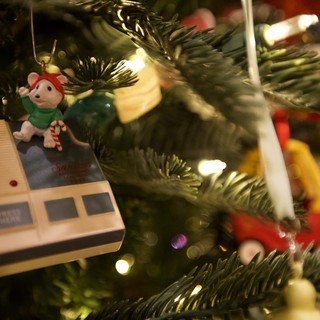 Vintage Computer Christmas Tree Ornament with Holiday Lights