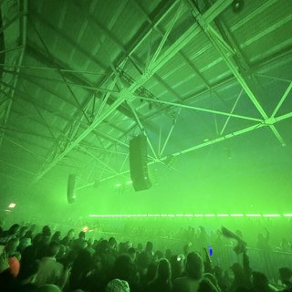 Intense Green Laser Light Show at Electronic Music Event