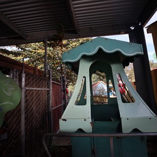 Abandoned Playground Structure Under Covered Shelter