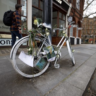 Ghost Bike Memorial on Urban London Street