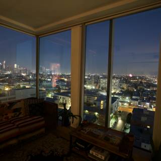 Cityscapes and Sky Views from a Penthouse Living Room
