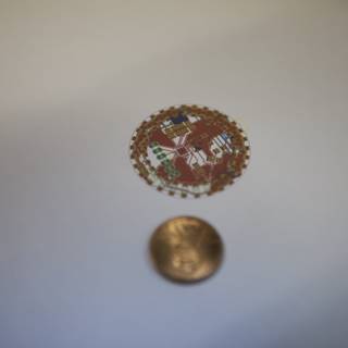 Shiny coin with a sticker emblem