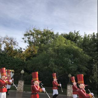 Red Uniforms Marching at Disneyland