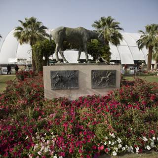 Majestic Horse Statue in a Serene Garden
