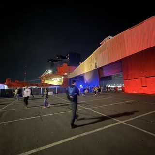 Illuminated Modern Architecture at Night Event Venue
