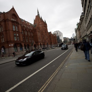 Victorian Red Brick Architecture on Overcast Manchester Street