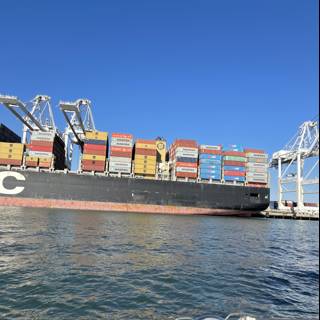 Mega Cargo Ship Docks at Oakland Inner Harbor
