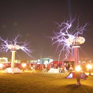 Illuminated Night Sky at Coachella Electric Light Show