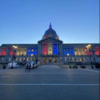 City Hall Shines with Patriotic Lights