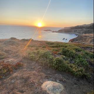 Sunset over the Rocky Hill and Ocean