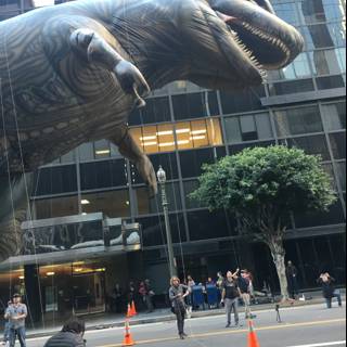 Inflatable Dinosaur Takes Over Busy LA Streets