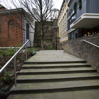 Stone Steps Leading Through Historic London Courtyard