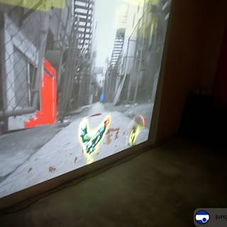 City Street Scene Projected on Screen