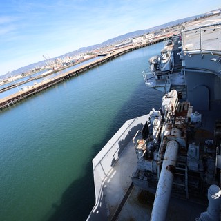 Naval Deck View from USS Hornet at Dock