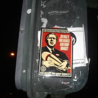 George W. Bush's Face Sticker on Traffic Light