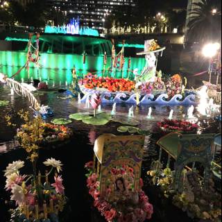 Colorful Floats at Night