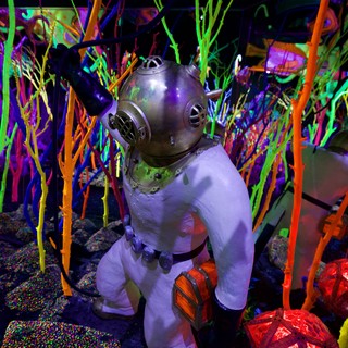 Deep Sea Diver in Neon Underwater Fantasy World