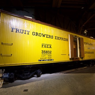 Vintage Fruit Growers Express Refrigerator Railway Car on Display