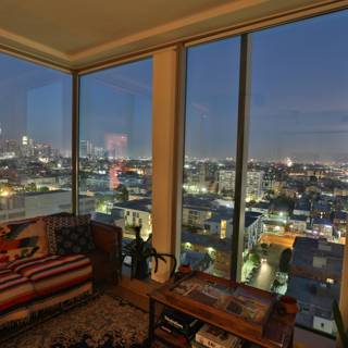 Penthouse Living Room with a Cityscape View
