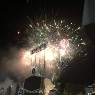 Fireworks Light Up the Night Sky over Stadium