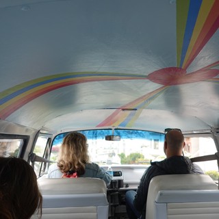 Colorful VW Bus Interior Rainbow Road Trip