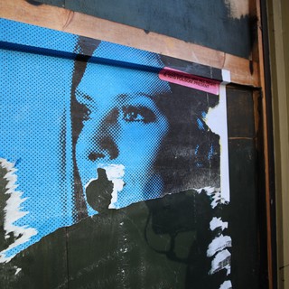 Weathered Pop Art Portrait Street Poster Installation