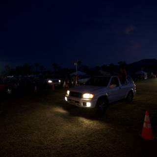 White Truck under Dark Night Sky