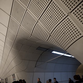 Modern Architectural Ceiling in London Underground Station