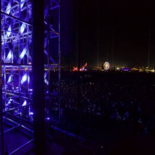 Blue Lit Crowd Going Wild at Coachella Concert
