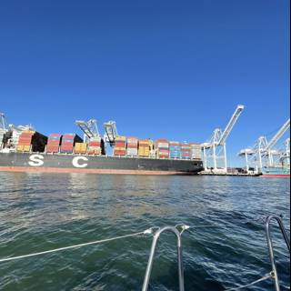 Massive Freighter Docks at Oakland Inner Harbor