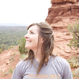 Woman Gazing Upward Among Sedona Red Rock Formations