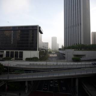Urban Freeway with High-Rise Skyline