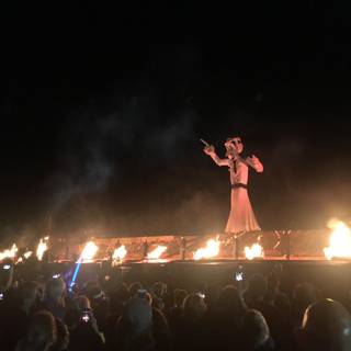 Flaming Performer on Stage