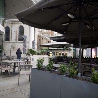 Empty Outdoor Terrace at Haz Bar & Restaurant