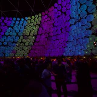 Nightlife Gathering Under a Glowing Dome