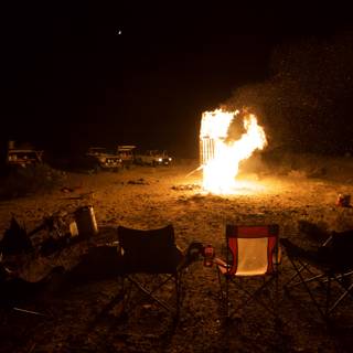 Desert Bonfire under the Starry Night Sky
