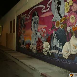 Nighttime Mural on City Building