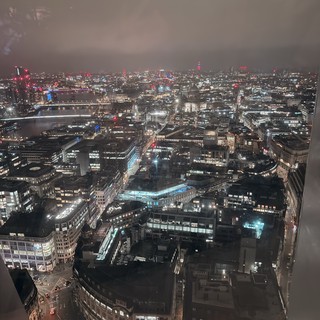 London Skyline at Night from High-Rise View
