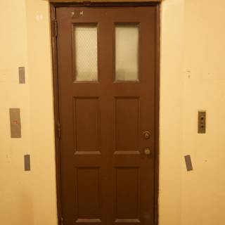 Rustic Brown Door in White Room