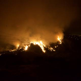 Station Fire Engulfs the Hills at Night