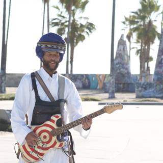 Turbaned Guitarist in the Palm Trees