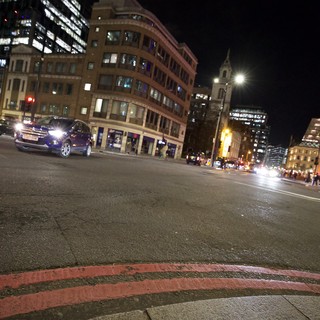 Night Street Scene in London Financial District