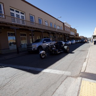 Historic Downtown Street with Classic Cars and Western Architecture