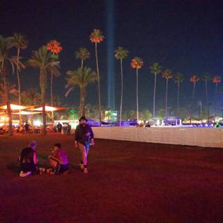 Night Vibes at Coachella 2024: Palm Trees and Festival Lights