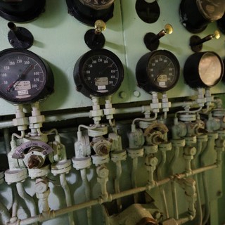 Vintage Pressure Gauges in USS Hornet Engine Room