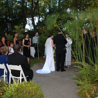 Elegant Outdoor Garden Wedding Ceremony at Dusk