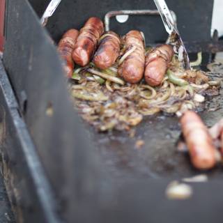 Grilling Up Some Delicious Hot Dogs and Onions