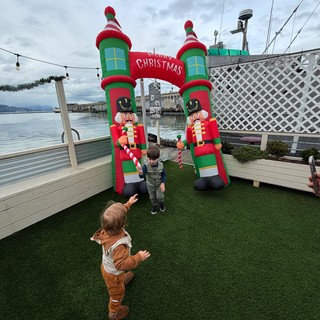Marina or waterfront boardwalk, possibly Pacific Northwest